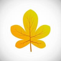 Yellow chestnut leaf. Autumn leaf of a tree on a white background. Vector illustration