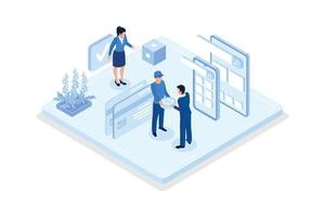 Financial, Characters paying online, isometric vector modern illustration