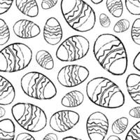 Seamless pattern with hand drawn Easter eggs on a white background. Vector illustration