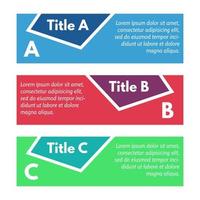 Set of three horizontal colorful options banners. Step by step infographic design template. Vector illustration