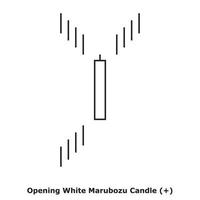 Opening White Marubozu Candle - White and Black - Square vector