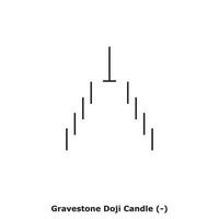 Gravestone Doji Candle - White and Black - Square vector