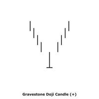 Gravestone Doji Candle - White and Black - Square vector