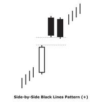 Side-by-Side Black Lines Pattern - White and Black - Square vector