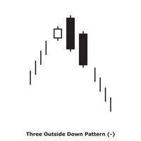 Three Outside Down Pattern - White and Black - Square vector