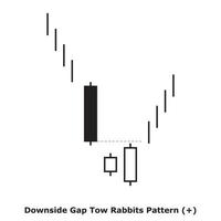 Downside Gap Tow Rabbits Pattern - White and Black - Square vector