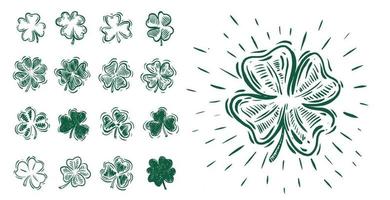 Clover set. Patrick's day. Hand drawn illustration. vector