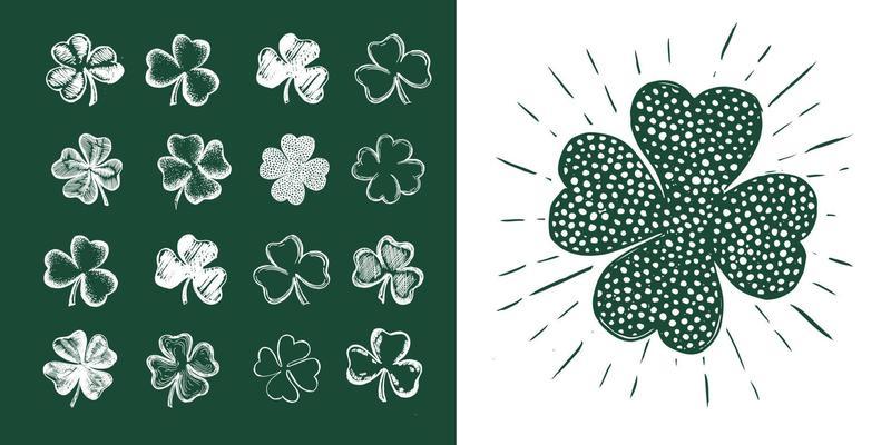 Clover set. Patrick's day. Hand drawn illustration.