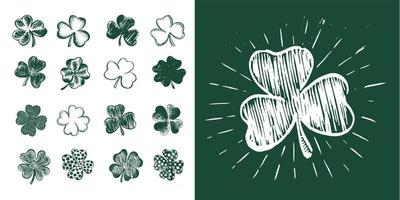 Clover set. Patrick's day. Hand drawn illustration. vector