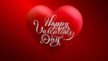 3d vector heart with Happy Valentines Day lettering. Vector Illustration. Love heart background.