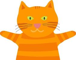 Orange funny cat spread its paws to the sides. vector