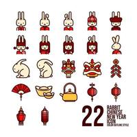 Rabbit Chinese New Year Color Outline vector