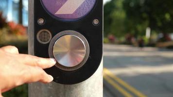 Pushing crosswalk arrow button flashing video