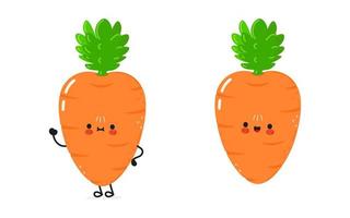 Cute funny carrot waving hand character. Vector hand drawn cartoon kawaii character illustration icon. Isolated on white background. Carrot character concept