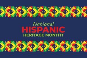 Hispanic heritage month background. Vector vertical banner, poster for social media, network. Greeting card . National Hispanic heritage moon text, geometric pattern. national hispanic