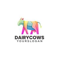 Vector logo illustration dairy cows gradient colorful style