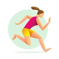 chica corredora. jogging deportivo. concepto de carrera de maratón. ilustración vectorial en estilo plano vector
