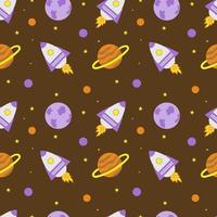 Space rocket and planets with stars on a brown background. Space exploration. vector