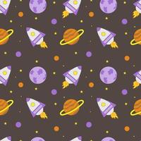 Space rocket and planets with stars on a brown background. Space exploration. vector