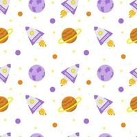 Space rocket and planets with stars on a white background. Space exploration. vector