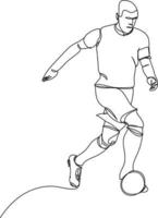 Ilustración de vector de dibujo de línea de jugador de fútbol.