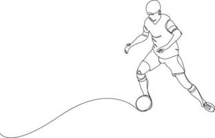 Ilustración de vector de dibujo de línea de jugador de fútbol.