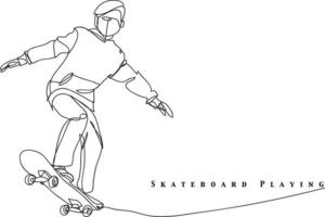 skateboard line drawing illustration. vector