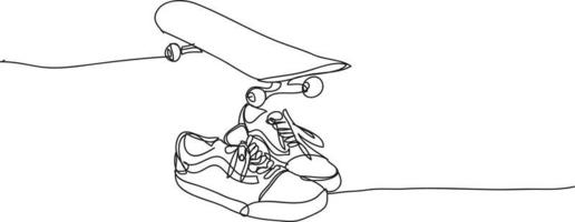 skateboard line drawing illustration. vector