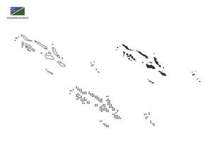 3 versions of Solomon Islands map city vector by thin black outline simplicity style, Black dot style and Dark shadow style. All in the white background.