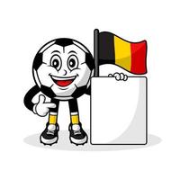 mascota, caricatura, fútbol, bélgica, bandera, con, bandera vector