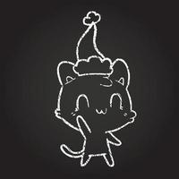 Christmas Cat Chalk Drawing vector