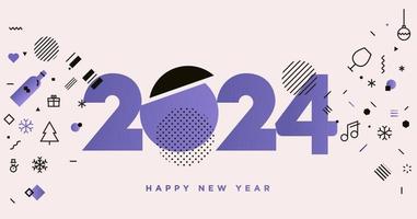 Happy New Year 2024 Greeting Card vector