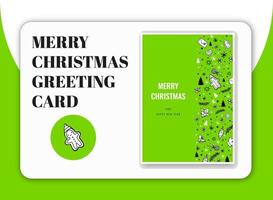 MERRY CHRISTMAS GREEN GREETING CARD vector