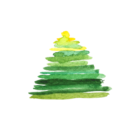 Green Christmas tree watercolor painting png