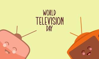 ilustración de dibujos animados de televisión vintage. ilustración del día mundial de la televisión vector
