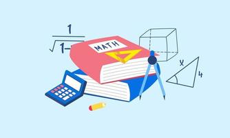Cartoon maths elements background, education logo vector