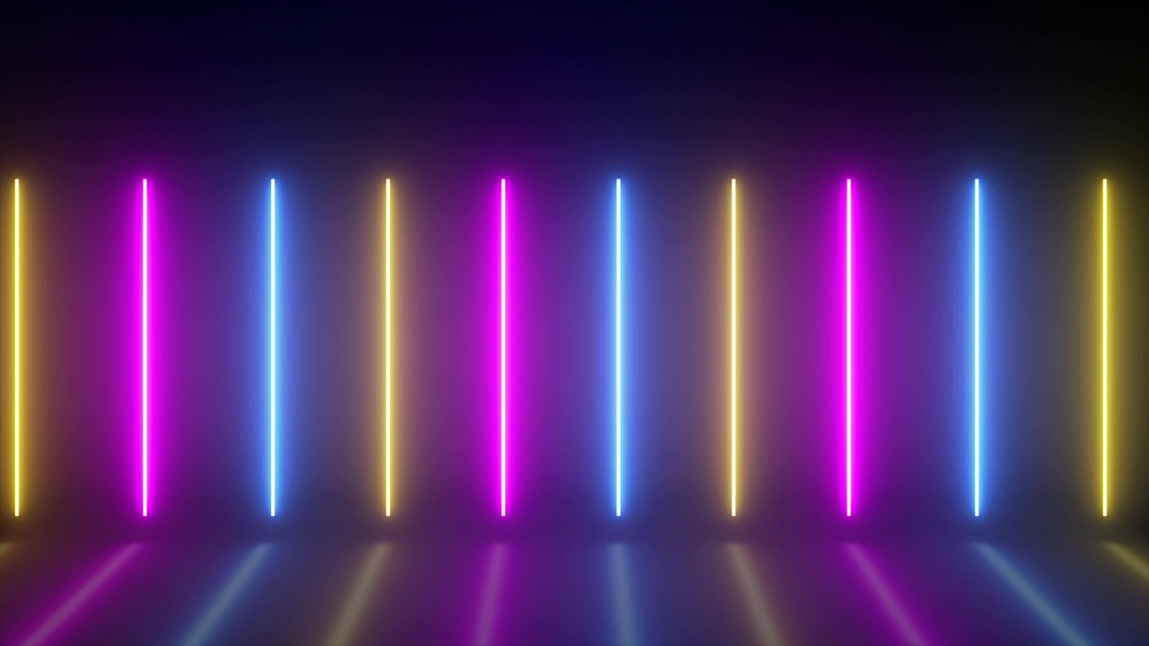 Glowing neon line moving neon sticks moving on black bg neon glowing