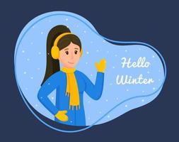Vector illustration of hello winter. Concept of spending time in winter.