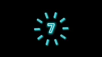 Blue shining countdown animation isolated black screen video