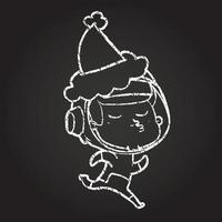 Christmas Astronaut Chalk Drawing vector