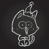 Christmas Cat Chalk Drawing vector