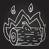 Burning Log Chalk Drawing vector