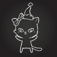 Christmas Cat Chalk Drawing vector