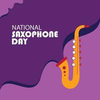 Vector Illustration National Saxophone Day. Icon Saxophone. Design Simple and Elegant