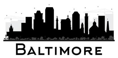 silueta en blanco y negro del horizonte de la ciudad de baltimore. vector