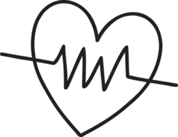 Hand Drawn heart with pulse illustration png