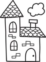 Hand Drawn cute two storey vintage house illustration png