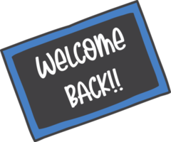 welcome back lettering on chalkboard illustration png