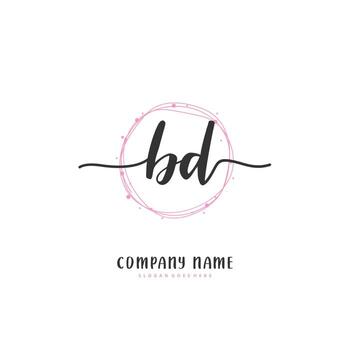 bd escritura a mano inicial y diseño de logotipo de firma con círculo. hermoso diseño de logotipo escrito a mano para moda, equipo, boda, logotipo de lujo. vector