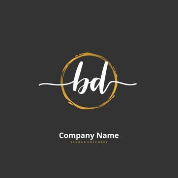 bd escritura a mano inicial y diseño de logotipo de firma con círculo. hermoso diseño de logotipo escrito a mano para moda, equipo, boda, logotipo de lujo. vector